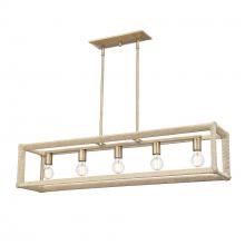  2075-LP MBS-LNR - Kimber Linear Pendant in Modern Brass with Light Natural Rattan Accents